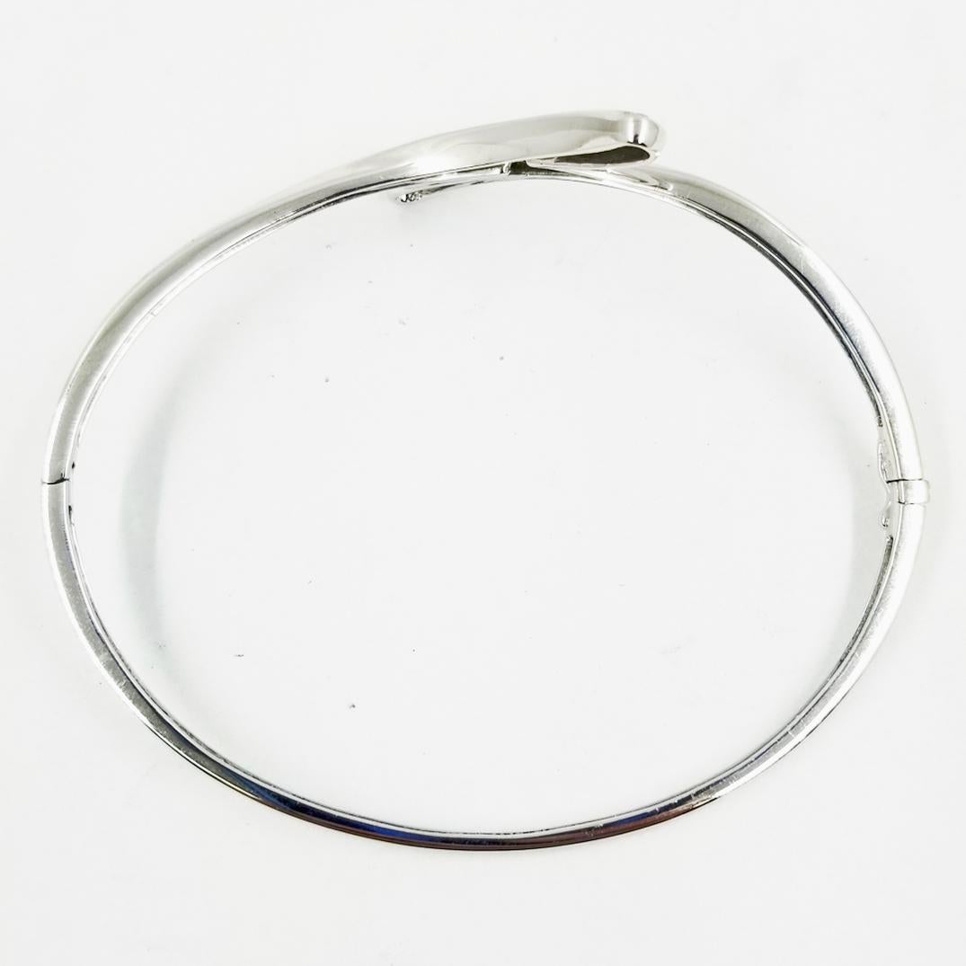 White Gold and Diamond Bypass Bangle In Good Condition In Coral Gables, FL