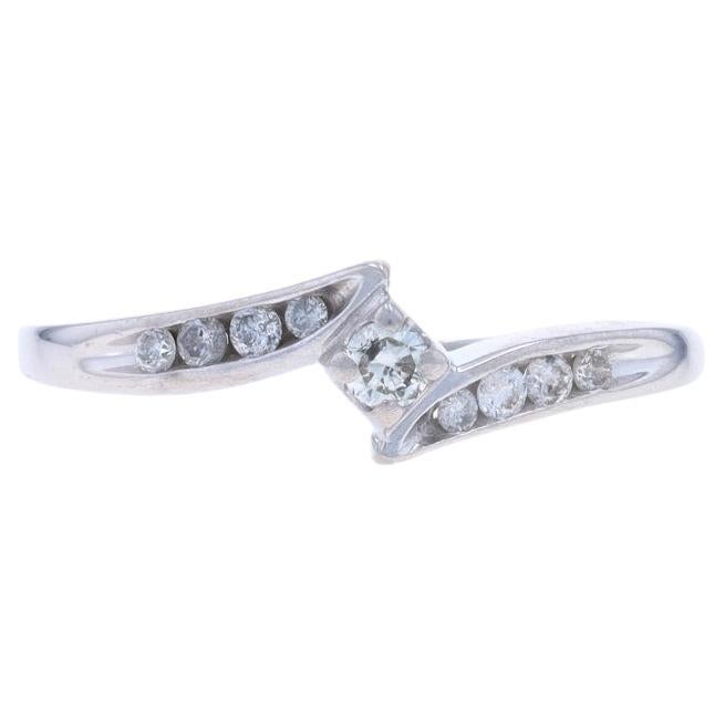 White Gold Diamond Bypass Engagement Ring - 10k Round Brilliant .15ctw Promise