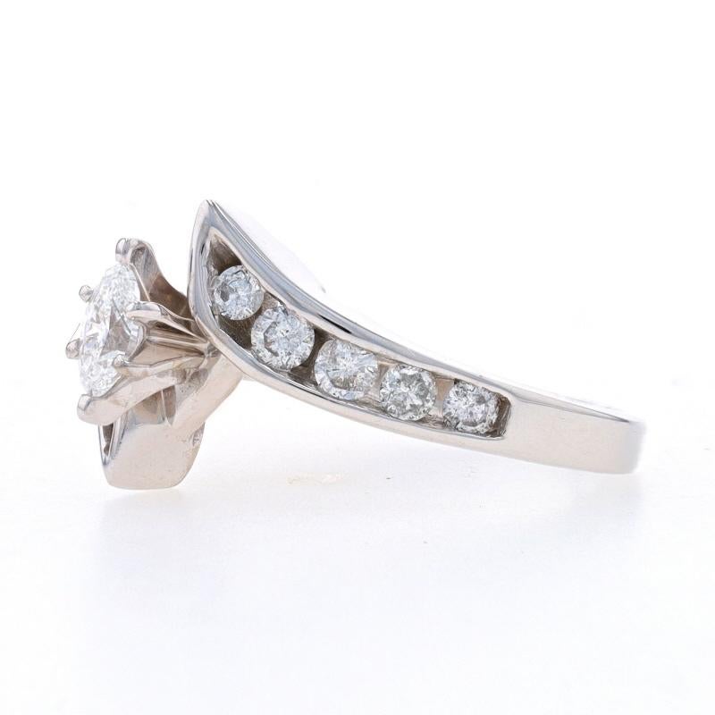 White Gold Diamond Bypass Engagement Ring - 14k Marquise .58ctw In Excellent Condition In Greensboro, NC