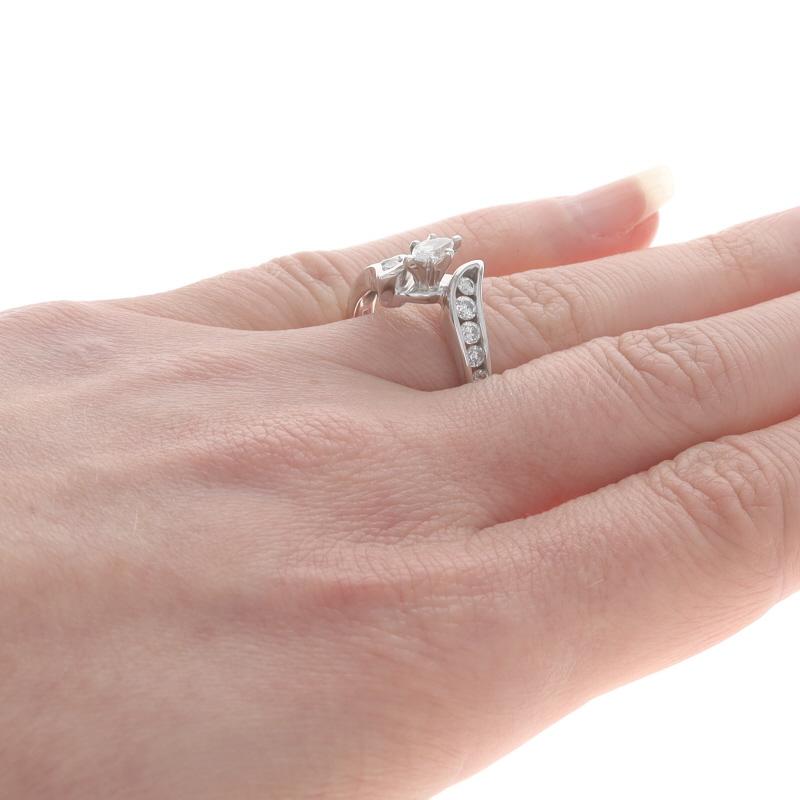 Women's White Gold Diamond Bypass Engagement Ring - 14k Marquise .58ctw