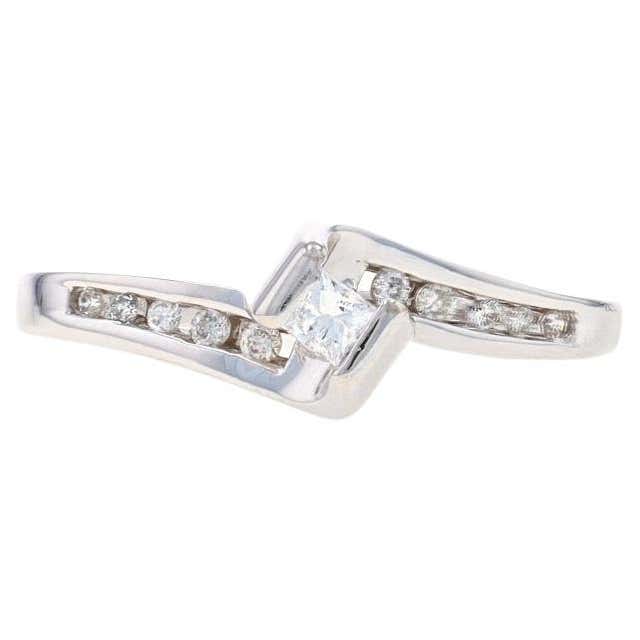 White Gold Diamond Engagement Ring - 14k Princess .76ctw For Sale at ...