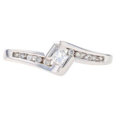 White Gold Diamond Bypass Engagement Ring - 14k Princess .16ctw Promise