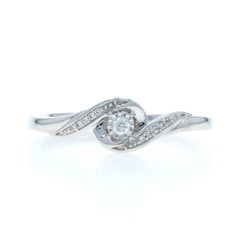White Gold Diamond Bypass Engagement Ring - 14k Round Brilliant .10ctw