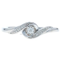 Anello di fidanzamento bypass con diamante in oro bianco - 14k Brilliante rotondo .10ctw