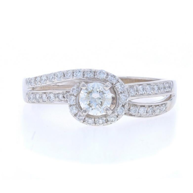 Size: 8
Sizing Fee: Up 2 sizes for $35 or Down 1 1/2 sizes for $35

Metal Content: 14k White Gold

Stone Information

Natural Diamond
Carat(s): .30ct
Cut: Round Brilliant
Color: I
Clarity: I1

Natural Diamonds
Carat(s): .35ctw
Cut: Round