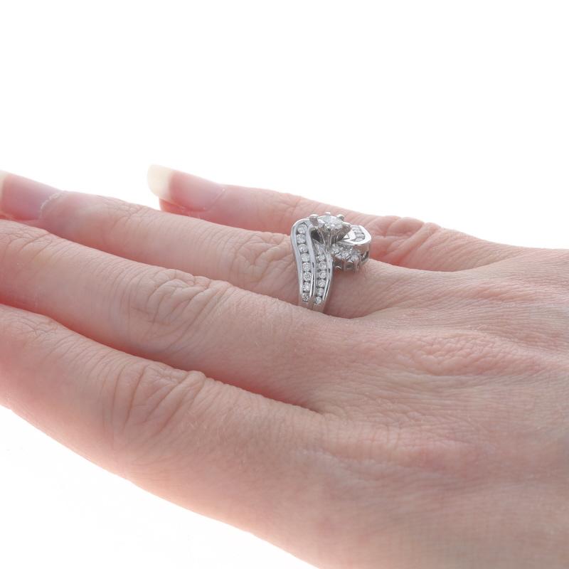 Women's White Gold Diamond Bypass Ring - 14k Marquise & Round .50ctw Engagement For Sale
