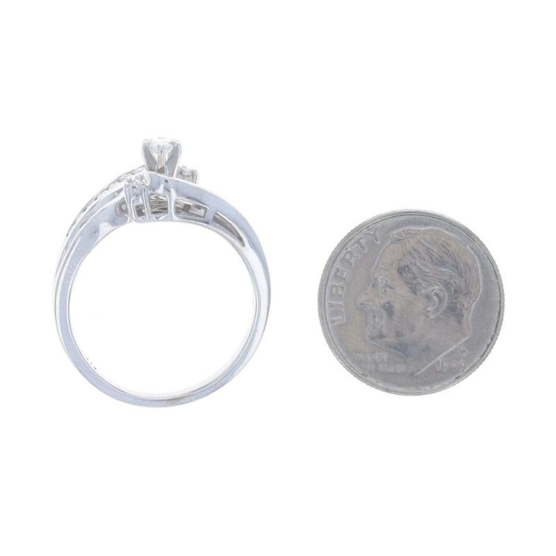 White Gold Diamond Bypass Ring - 14k Marquise & Round .50ctw Engagement For Sale 1