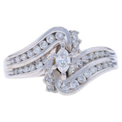 Bague de contournement en or blanc - 14k Marquise & Round .50ctw Engagement