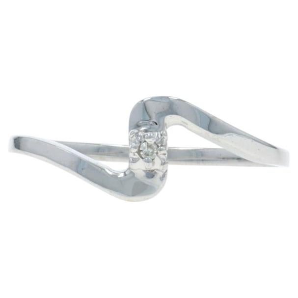 White Gold Diamond Bypass Ring - 14k Single