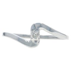 White Gold Diamond Bypass Ring - 14k Single