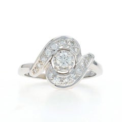 White Gold Diamond Bypass Ring - 18k Round Brilliant .50ctw