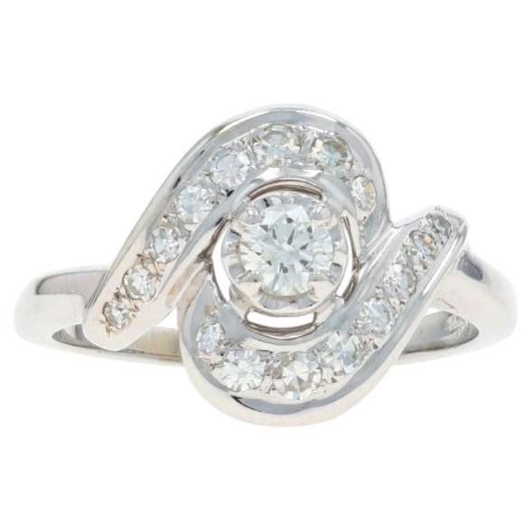 White Gold Diamond Bypass Ring - 18k Round Brilliant .50ctw