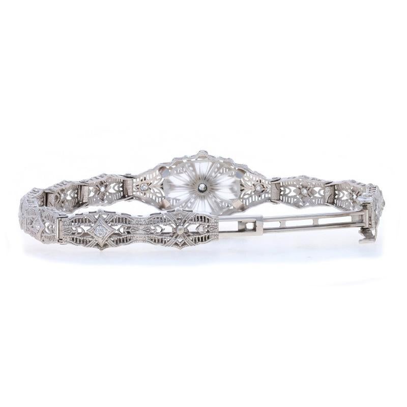 De las mujeres Pulsera Art Decó de oro blanco con diamantes y cristal de alcanfor 6 1/2