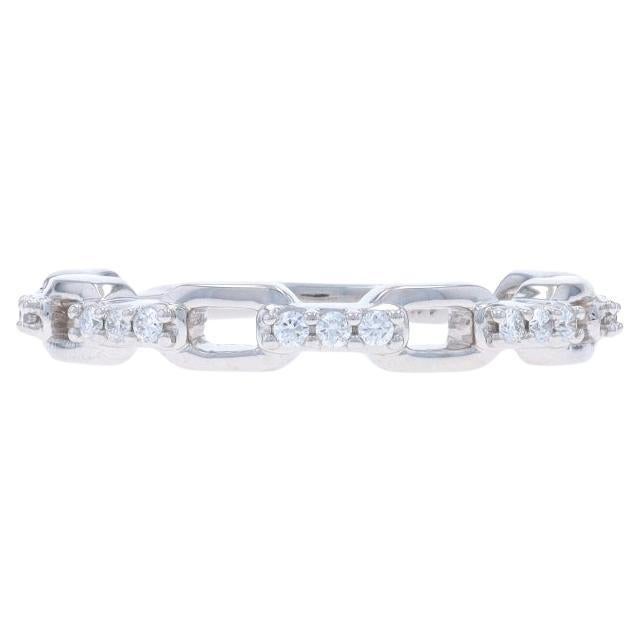 Anello con catena di diamanti in oro bianco 14k a brillante rotondo da 0,15 ct.
