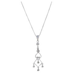 White Gold Diamond Chandelier Pendant Necklace 18" - 10k & 14k Single Cut