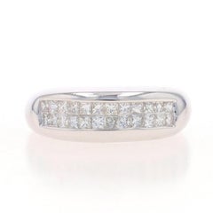 White Gold Diamond Cluster Band - 14k Princess .72ctw Ring Sz 4 3/4
