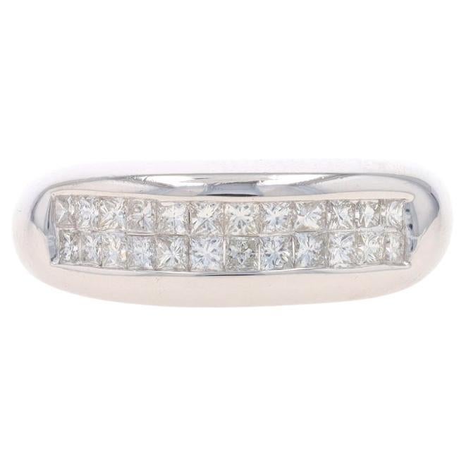 White Gold Diamond Cluster Band - 14k Princess .72ctw Ring Sz 4 3/4 For Sale
