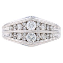 Fascia a grappolo di diamanti in oro bianco - Anello con brillanti rotondi da 3/4 ct. in 14 ct.