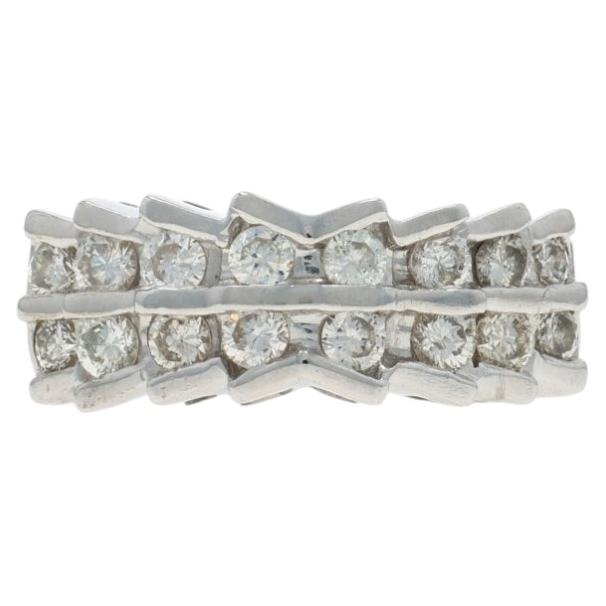 White Gold Diamond Cluster Band - 14k Round Brilliant .80ctw Ring For Sale