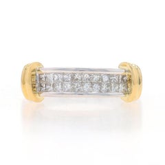 White Gold Diamond Cluster Band - 18k Princess 1.00ctw Wedding Ring Sz 6 1/2