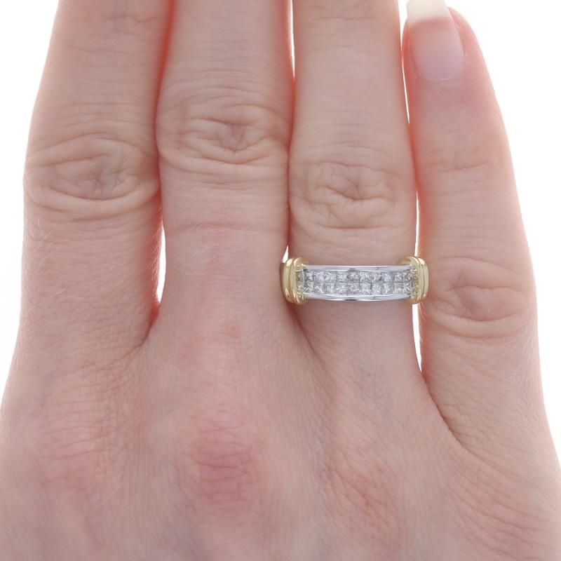 Princess Cut White Gold Diamond Cluster Band - 18k Princess 1.00ctw Wedding Ring Sz 6 1/2 For Sale