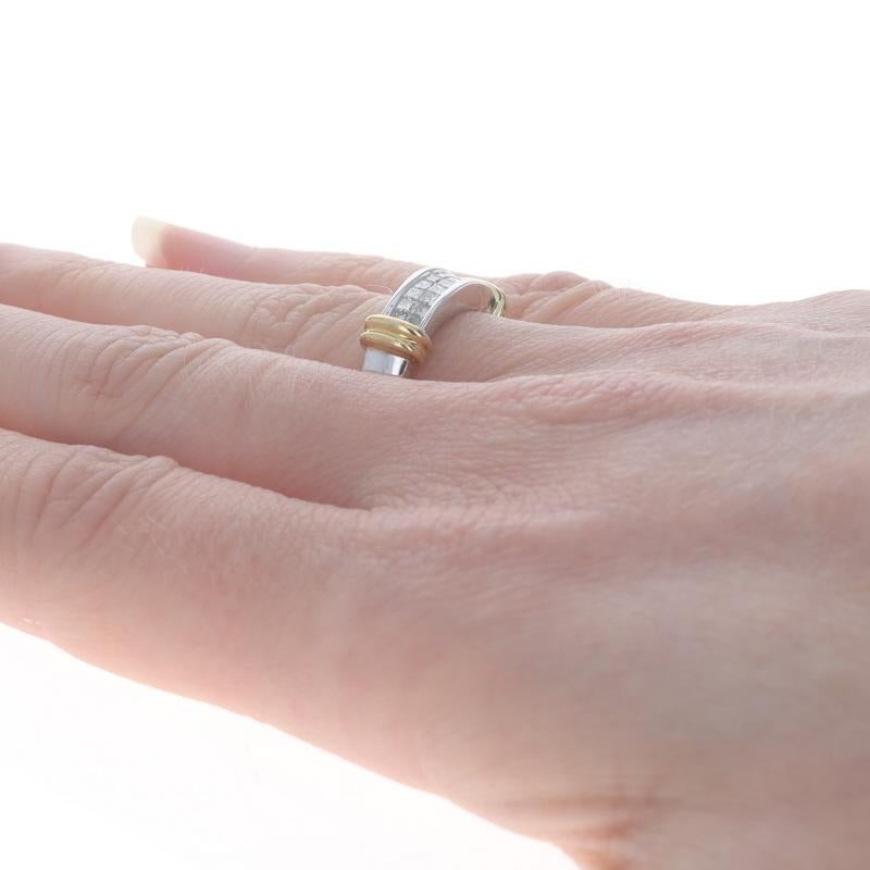 Women's or Men's White Gold Diamond Cluster Band - 18k Princess 1.00ctw Wedding Ring Sz 6 1/2 For Sale