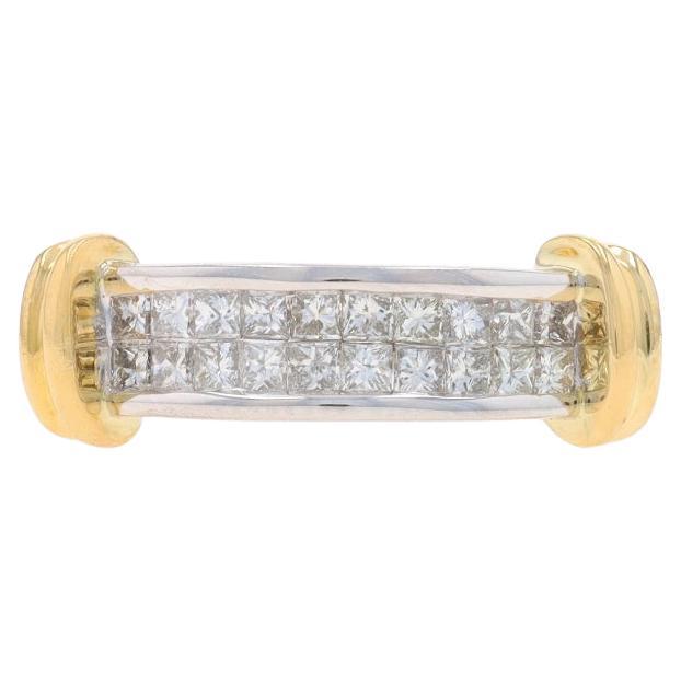 White Gold Diamond Cluster Band - 18k Princess 1.00ctw Wedding Ring Sz 6 1/2 For Sale