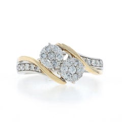 White Gold Diamond Cluster Bypass Ring - 14k Round Brilliant 1.10ctw