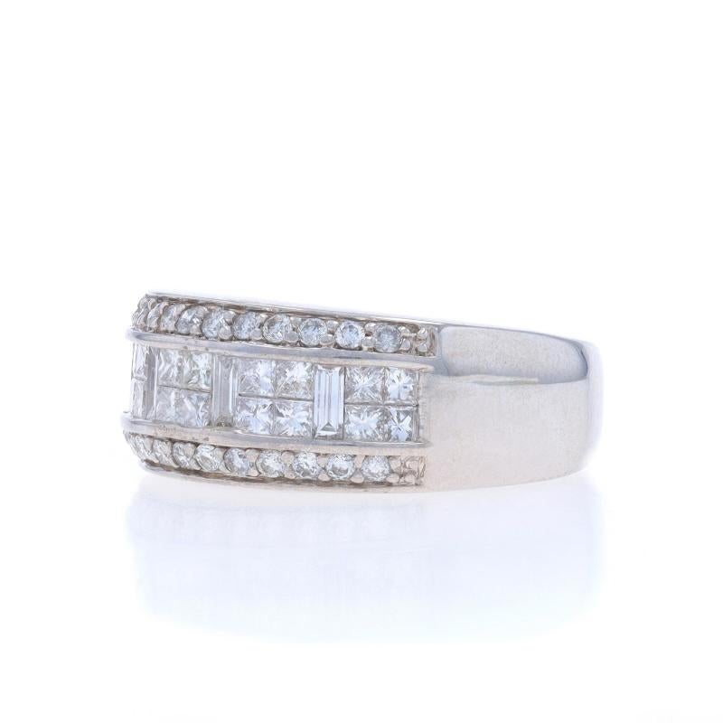 Baguette Cut White Gold Diamond Cluster Cocktail Band 14k Princess Baguette 1.20ctw Ring Sz 6