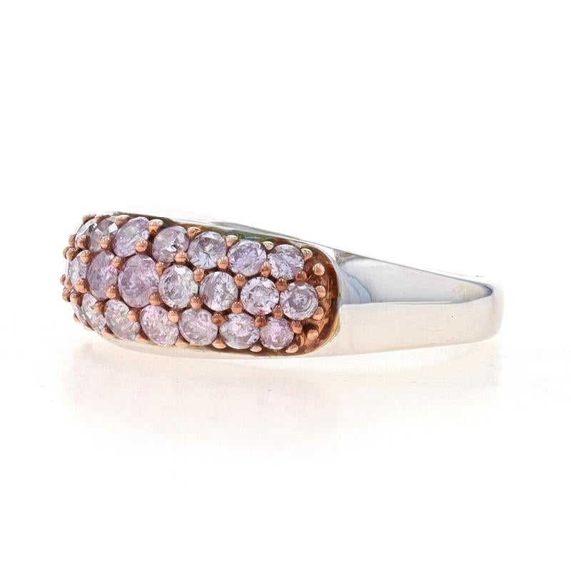 Round Cut White Gold Diamond Cluster Cocktail Band -14k Rnd 1.08ctw Very Lt Pink Ring Sz 7 For Sale
