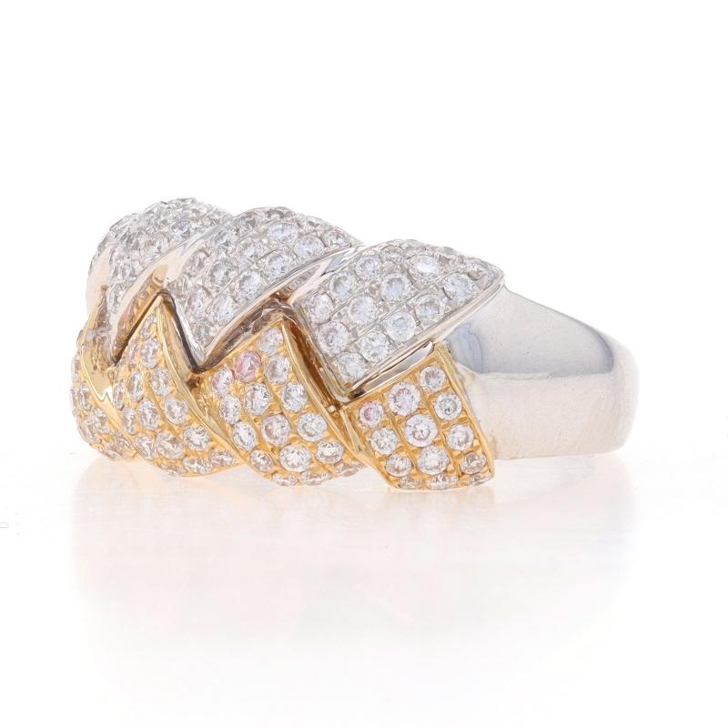 Round Cut White Gold Diamond Cluster Cocktail Band - 14k Round 1.00ctw Woven Braid Ring For Sale