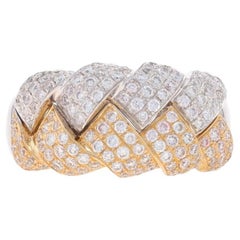 White Gold Diamond Cluster Cocktail Band - 14k Round 1.00ctw Woven Braid Ring