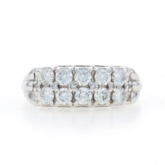 White Gold Diamond Cluster Cocktail Band - 14k Round Brilliant 1.00ctw Ring