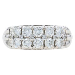 White Gold Diamond Cluster Cocktail Band - 14k Round Brilliant 1.00ctw Ring