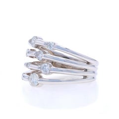 White Gold Diamond Cluster Cocktail Band - 14k Round Brilliant .70ctw Ring