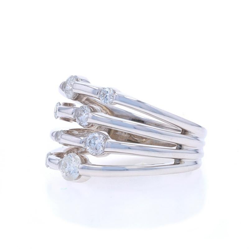 Round Cut White Gold Diamond Cluster Cocktail Band - 14k Round Brilliant .70ctw Ring For Sale