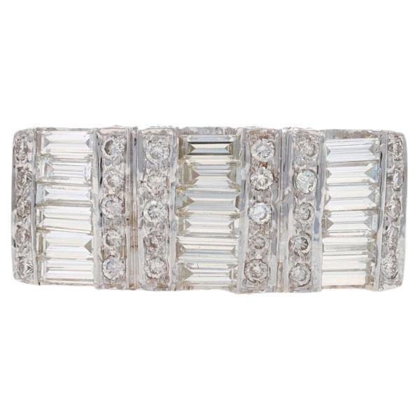 White Gold Diamond Cluster Cocktail Band - 18k Bag Rnd 2.00ctw Wedding Ring Sz 7 For Sale