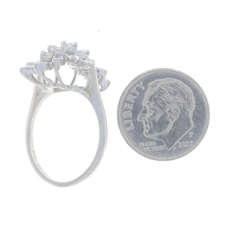 Weißgold Diamant-Cluster-Cocktail- Bypass-Cocktailring -14k Rnd .50ctw Blumen-Wasserfall Damen