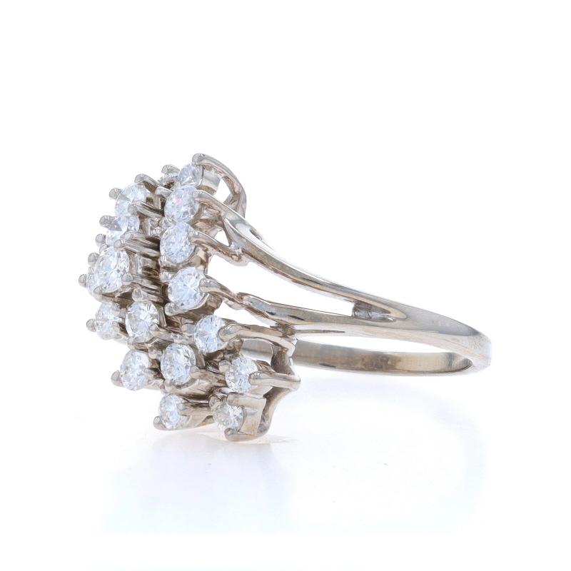 Anello bypass con cluster di diamanti in oro bianco - 14k Brilliante rotondo 1.00ctw In condizioni ottime in vendita a Greensboro, NC