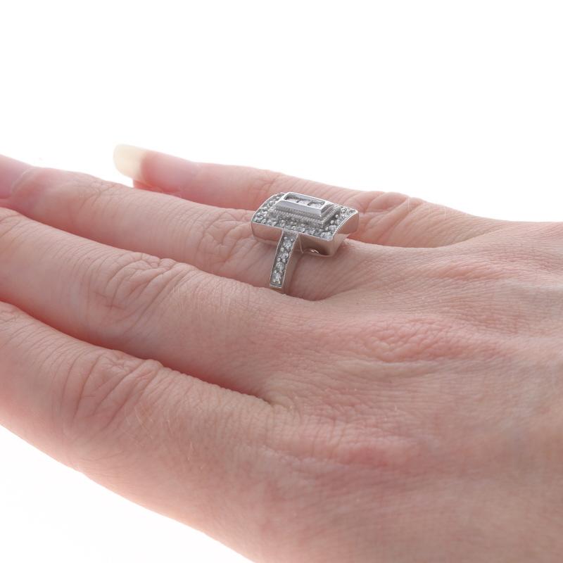 Women's or Men's White Gold Diamond Cluster Cocktail Halo Ring -14k Princess & Rd .50ctw Milgrain For Sale