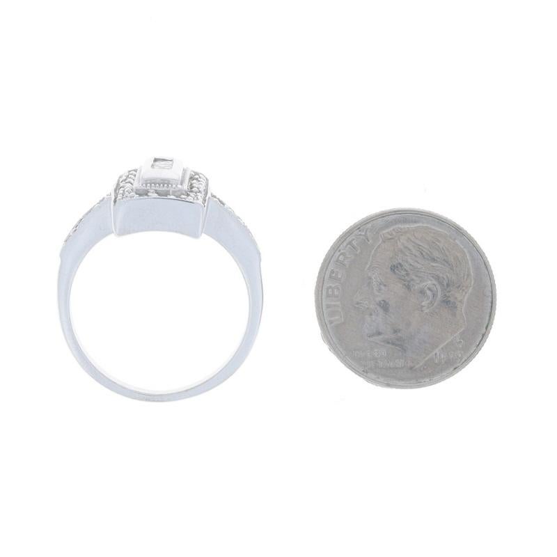 White Gold Diamond Cluster Cocktail Halo Ring -14k Princess & Rd .50ctw Milgrain For Sale 1