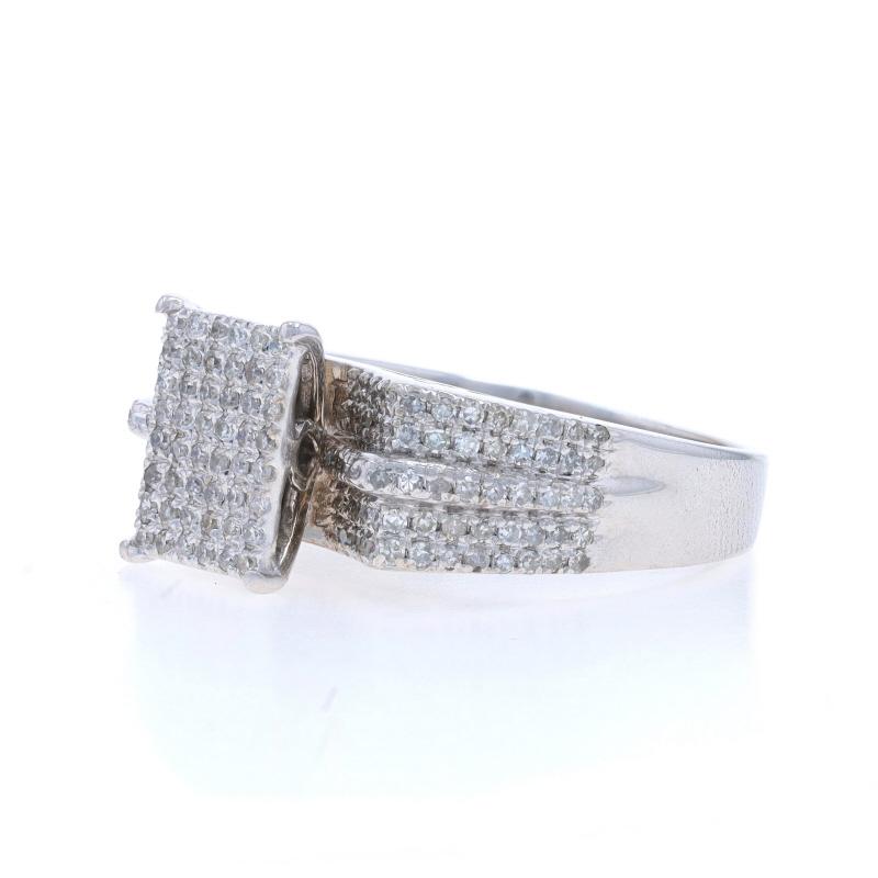 Bague cocktail en or blanc avec diamants 10k Single 1.00ctw Pave Excellent état - En vente à Greensboro, NC