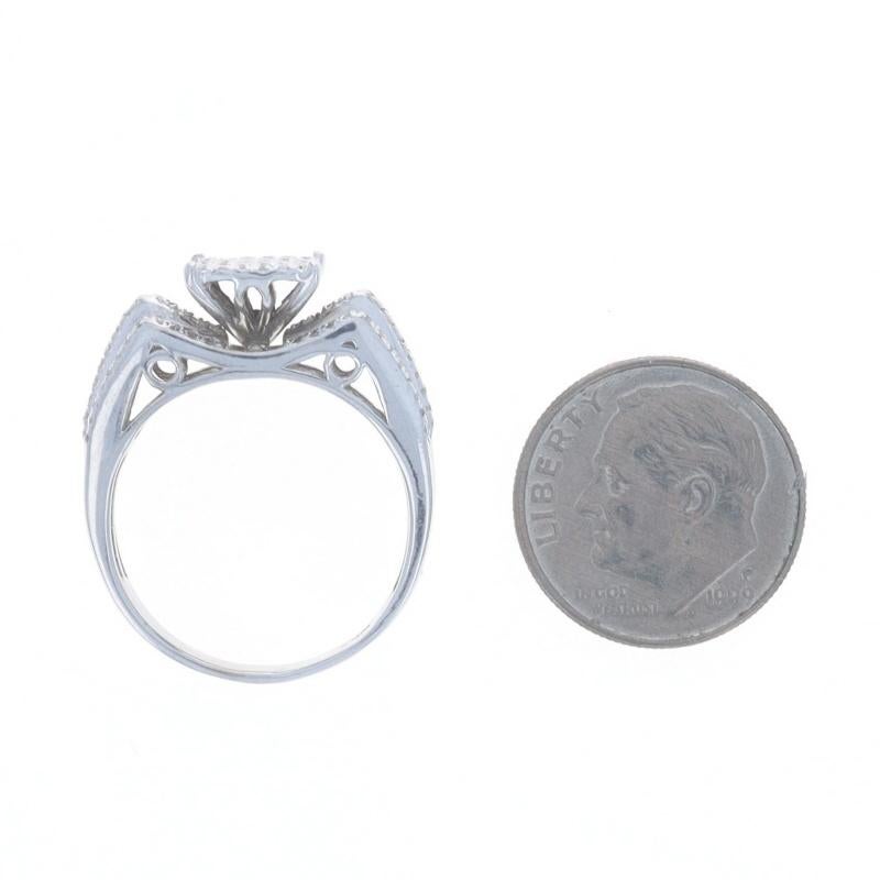 Bague cocktail en or blanc avec diamants 10k Single 1.00ctw Pave en vente 1
