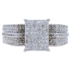 Bague cocktail en or blanc avec diamants 10k Single 1.00ctw Pave