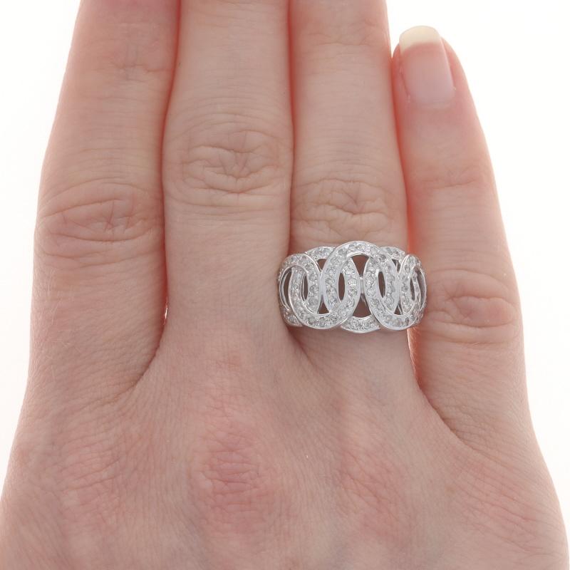 Single Cut White Gold Diamond Cluster Cocktail Ring - 10k Single .56ctw Intertwined Links For Sale
