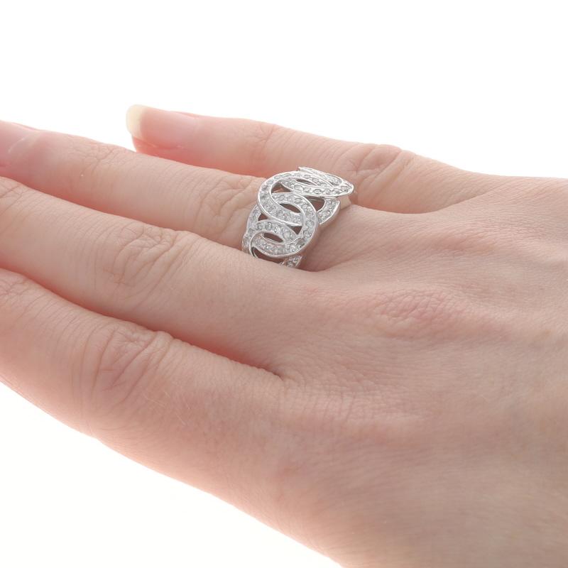 Women's White Gold Diamond Cluster Cocktail Ring - 10k Single .56ctw Intertwined Links For Sale