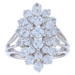 White Gold Diamond Cluster Cocktail Ring 14 Karat Round Brilliant Cut 3.35 Carat