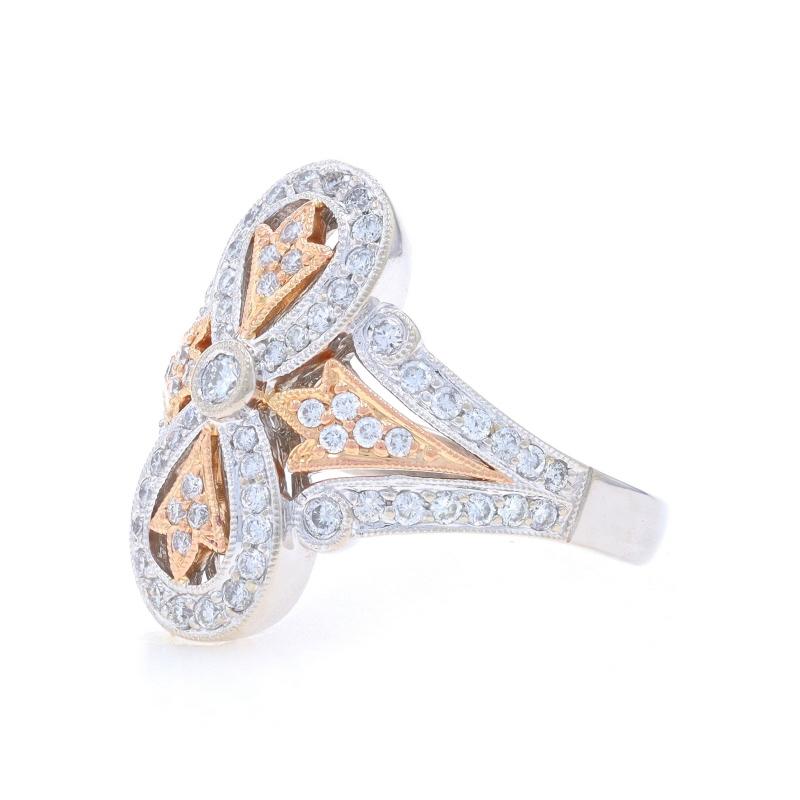 Anello cocktail con cluster di diamanti in oro bianco - 14k Round 1.00ctw Cross SZ 6 1/2 In condizioni ottime in vendita a Greensboro, NC