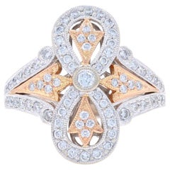 Anello cocktail con cluster di diamanti in oro bianco - 14k Round 1.00ctw Cross SZ 6 1/2
