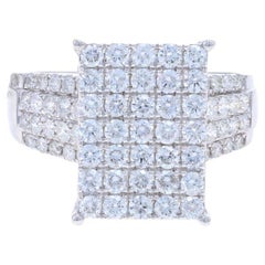 White Gold Diamond Cluster Cocktail Ring - 14k Round 2.65ctw Engagement
